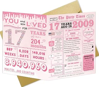 IDU 17th Birthday Card for Girls,17th Birthday Decorations & Gifts for Girls Her,17 Year Old Girl Birthday Gift Ideas for Daughter Granddaughter Niece