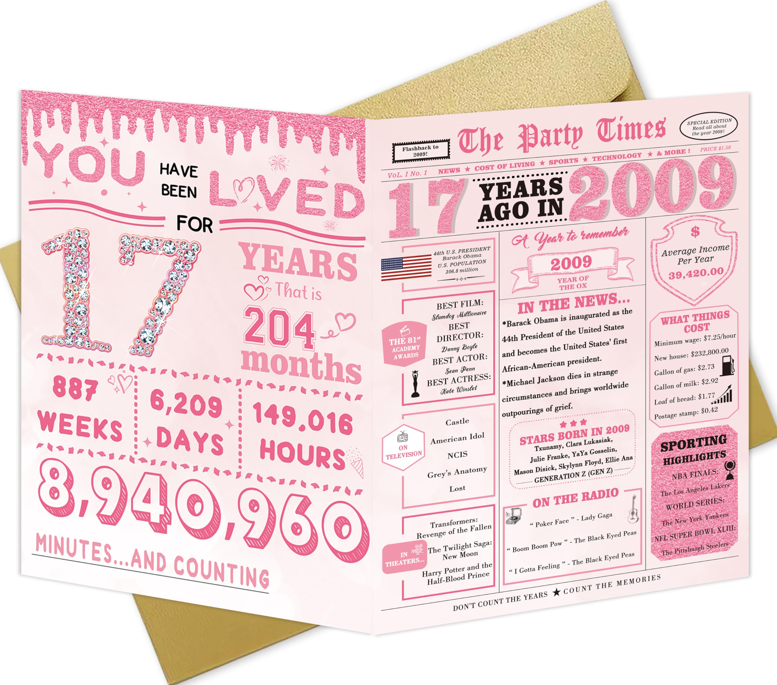 IDU 17th Birthday Card for Girls,17th Birthday Decorations & Gifts for Girls Her,17 Year Old Girl Birthday Gift Ideas for Daughter Granddaughter Niece