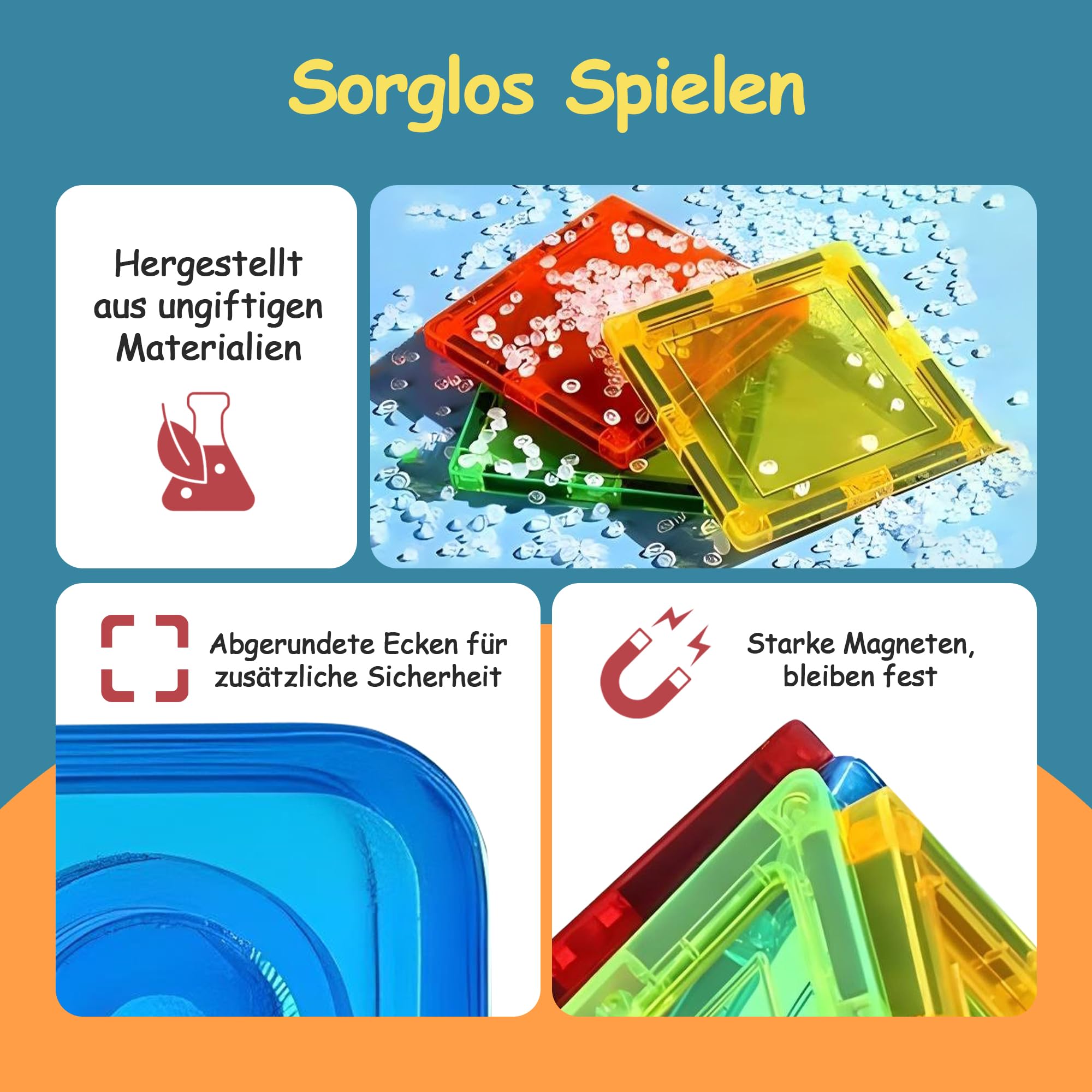Olvy Magnetische Bausteine Montessori Spielzeug - 120 Magnetic Tiles Kinder - Magnetisches Konstruktionsspielzeug Ab 3 Jahre - Smart Playground Magnetbausteine, Magnetset Kinder (120 Magnetic Tiles)