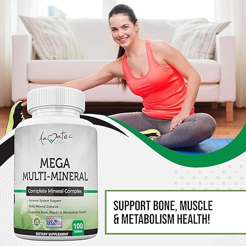 Miniatura 4 de Aamatec Life - Suplemento de múltiples minerales Complejo mineral completo con vitamina D3, calcio, magnesio, zinc y yodo, hueso, músculo,
