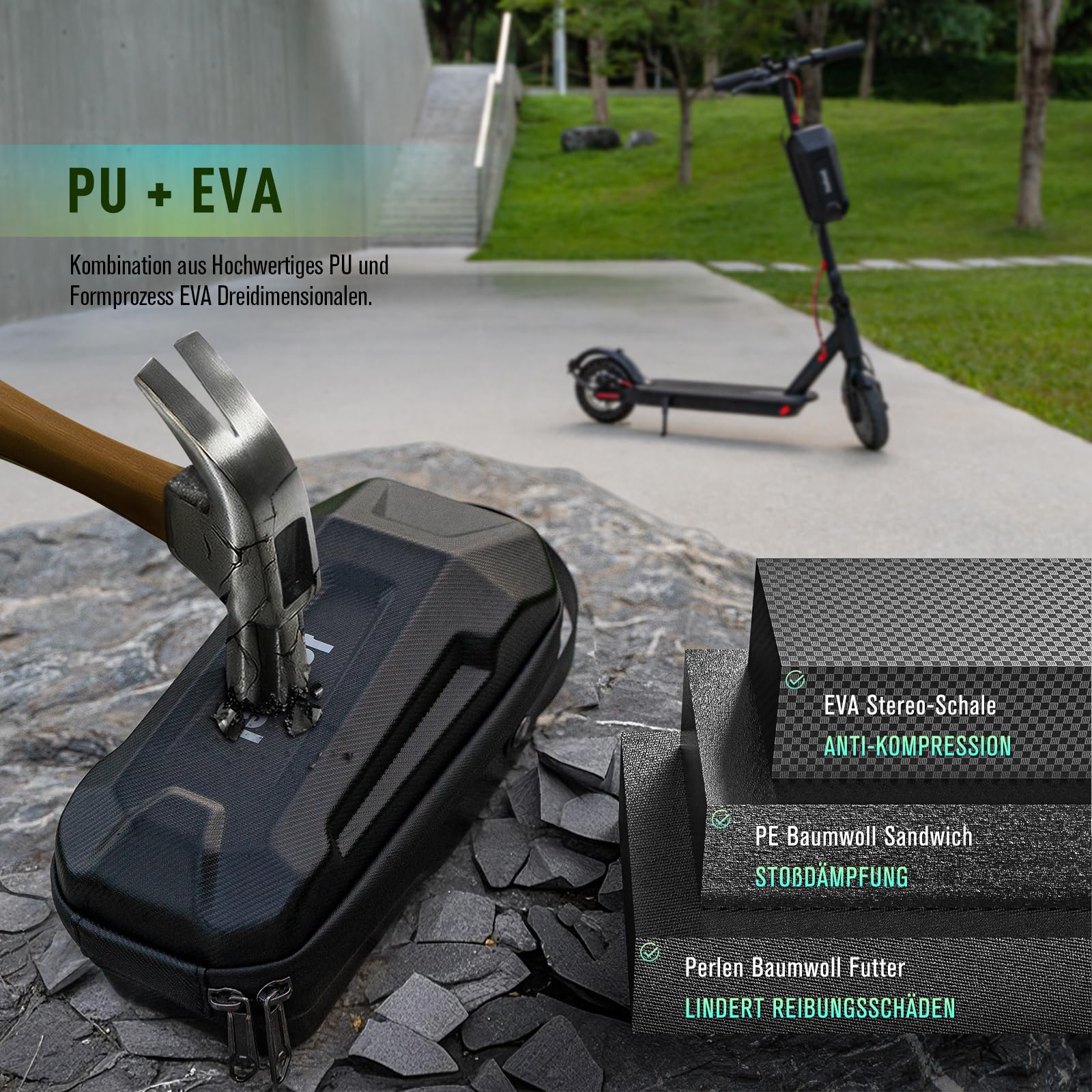 Jeebel 3/4/5L E Scooter Tasche, Große Kapazität wasserdichte Lenkertasche mit Schnellverschluss-Montage, Universal Eva Vorderasche Für Elektroroller Xiaomi, Mijia, Sedway, Ninebot (4,5 L)