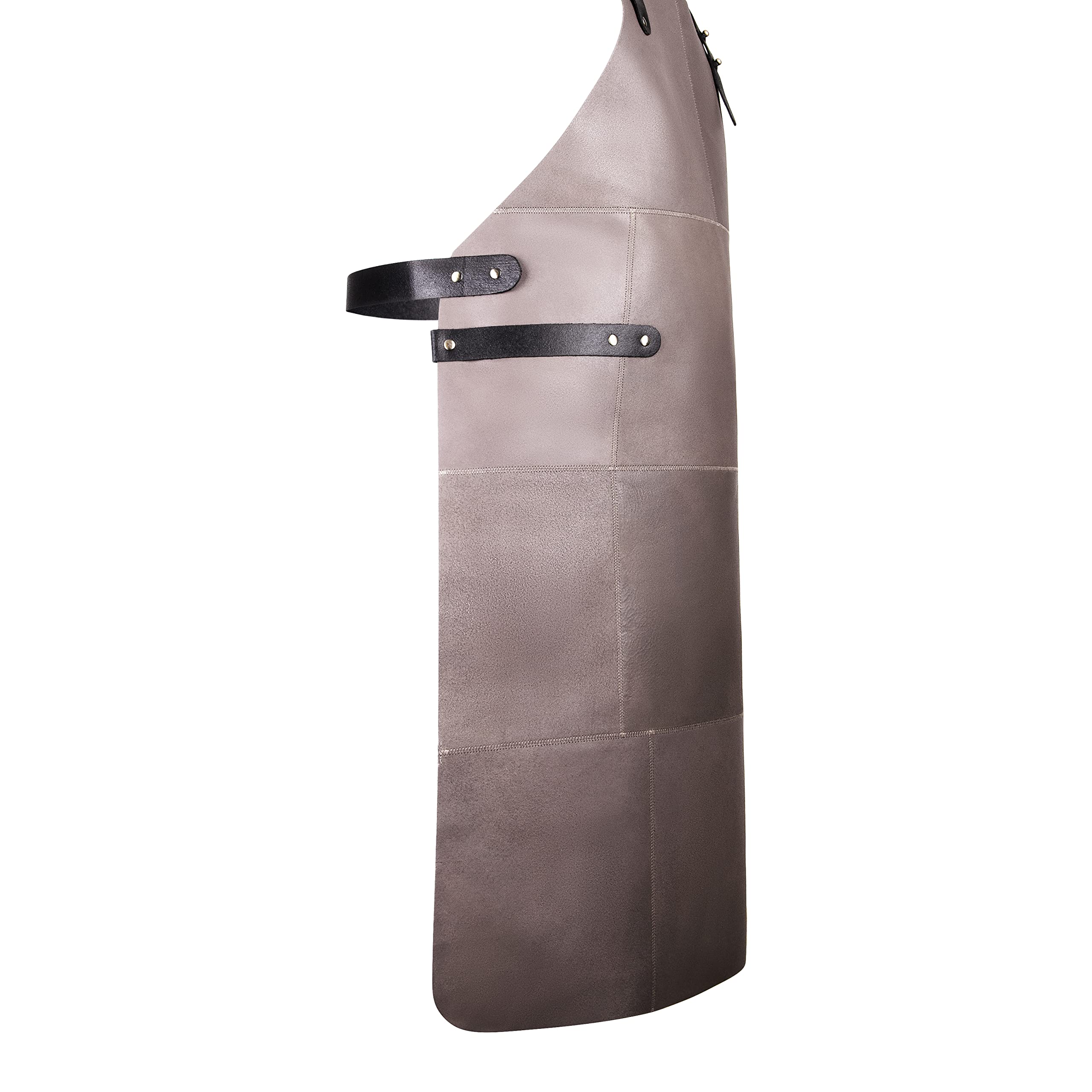 Premium Lederschürze aus hochwertigem Rauleder - Grillschürze - Kochschürze - Kellnerschürze - grau beige