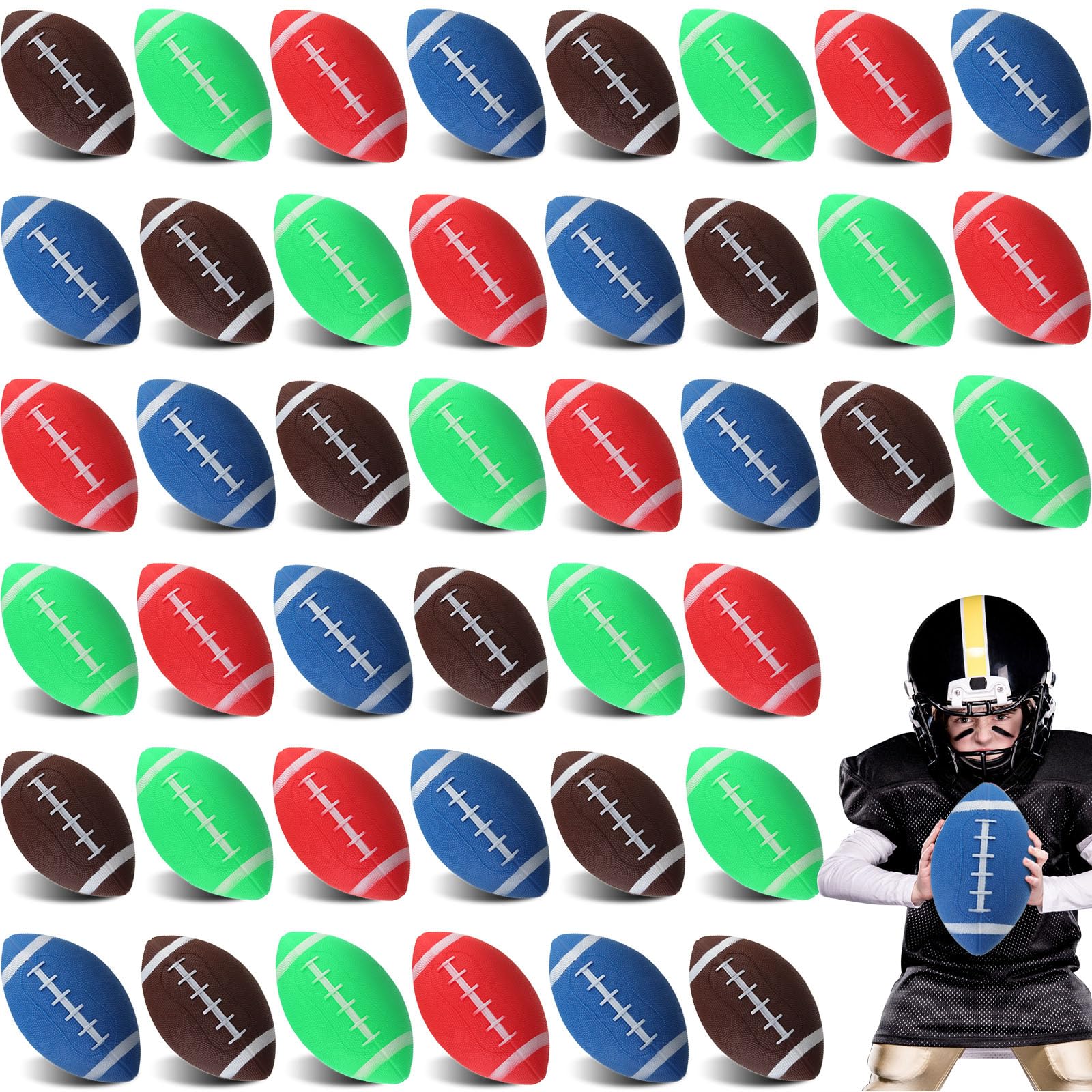 Sosation 36 Pcs Mini Inflatable Football Bulk Small Football Party Favors Themed Gifts Rugby Playground Toys for Outdoor and Indoor Games