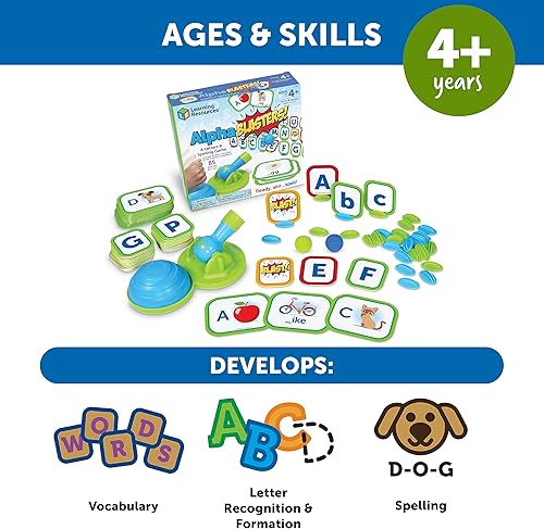 Miniatura 6 de Learning Resources Alphablasters! Juego de letras y ortografía – 85 piezas, a partir de 4 años de edad, aprendizaje preescolar, juegos educativos
