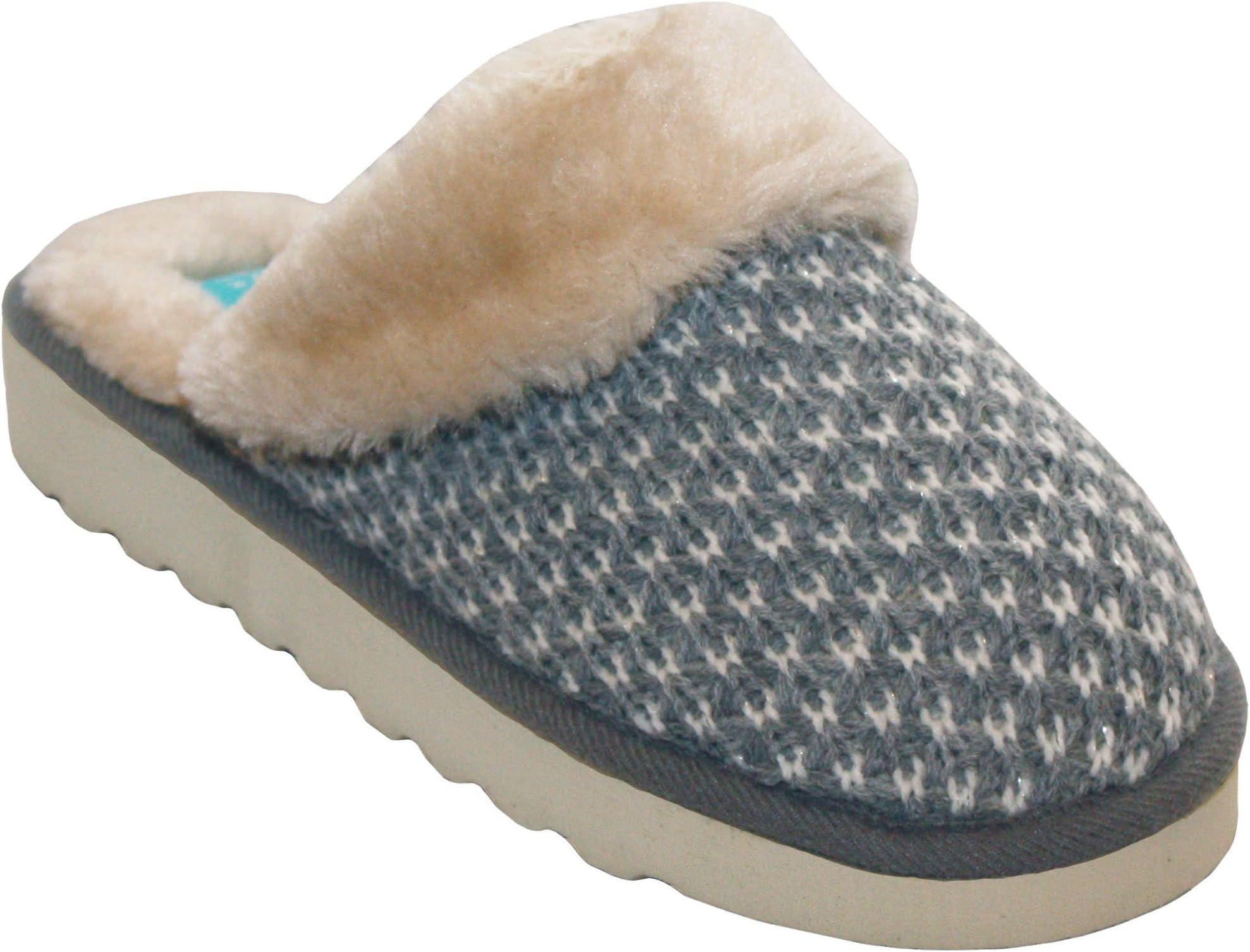 Jyoti Womens Ladies Slip On Faux Fur Lined Girls Warm Winter Cosy Mules Slippers UK Size 3-8
