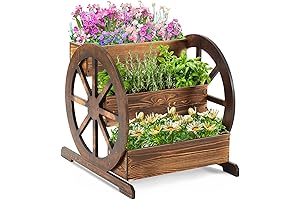 3 Tier Wooden Wagon Planter Box -- 24" Garden Planter for Outside