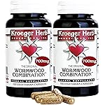 Kroeger Herb Products, Wormwood Herb, Black Walnut, Clove, Quassia, Worm Wood Detox Cleanse - Wormwood Capsules, Non-GMO, Gluten Free, No Preservatives or Fillers - 200 Capsules, Made in USA