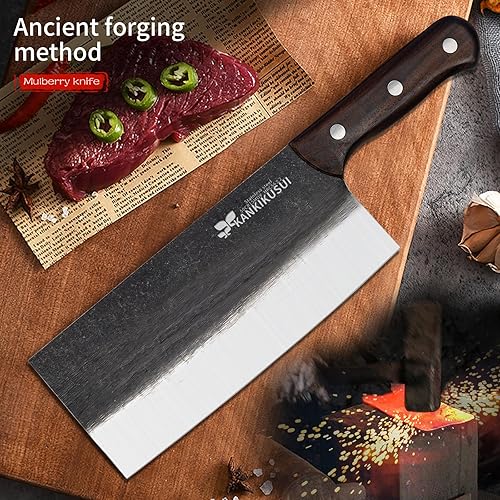 Miniatura 2 de Cuchillo de carnicero forjado antiguo distinguido profesional, no corte huesos