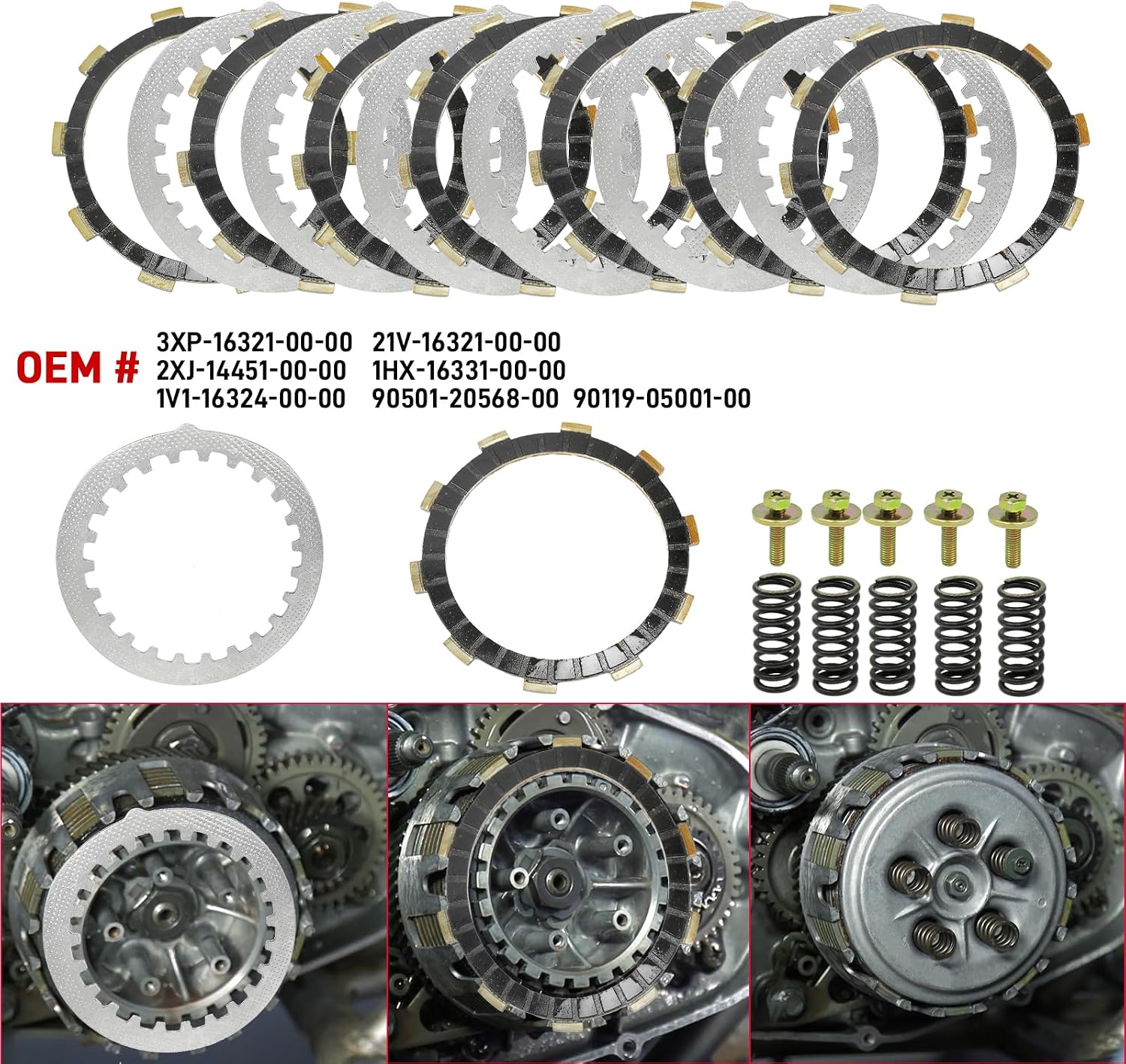 Clutch Kit & Friction Steel Plate Cover Gasket Compatible with Yamaha Blaster 200 YFS200 1988 1989 1990-2006