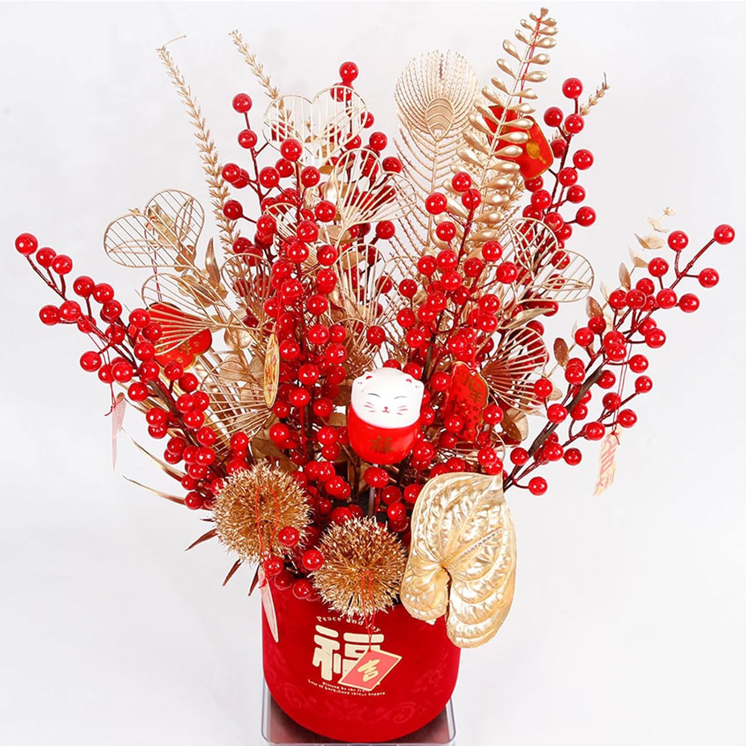 New Year Table Flower Basket Tabletop New Year Simulated Flower Decor Spring Festival House Decorations Ornament Tables Spring Festival Decor