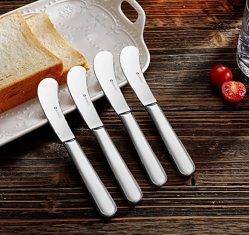 Miniatura 4 de KEAWELL Cuchillos de mantequilla Louise de alta calidad, 4 piezas, 6.7 pulgadas, acero inoxidable, aptos para lavavajillas