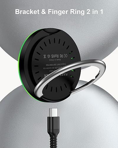 Miniatura 3 de Cargador inalámbrico Android MagSafe con soporte, almohadilla magnética de carga rápida de 15 W para Samsung Galaxy S25 UltraS24, iPhone 1716e1514,