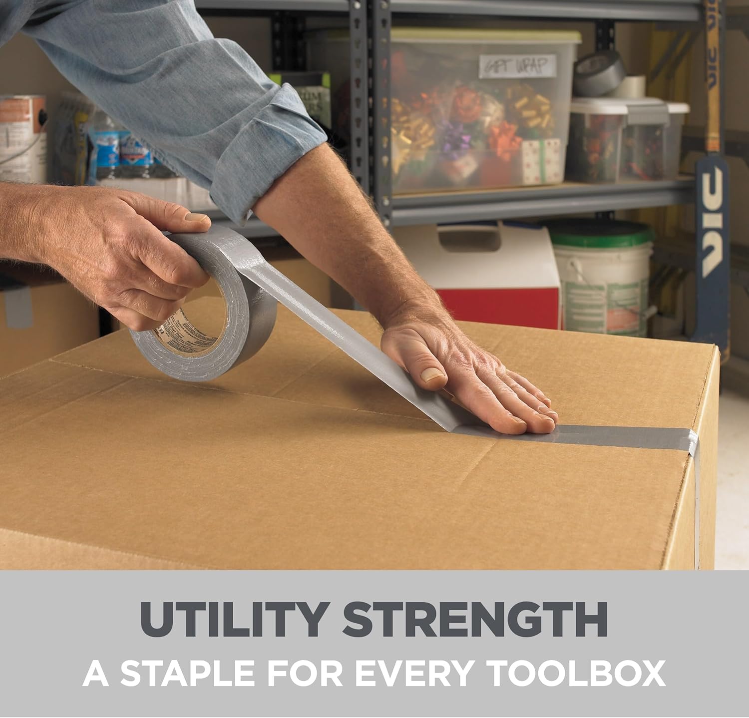 3M Utility Basic Duct Tape, 1.88 in x 30 yd, 3 Rolls, Moisture Resistant, Great for Light Duty Temporary Indoor Repairs for Tile, Laminate, Plastic, Wood, and Glass, Tear by Hand (1030-3PK)