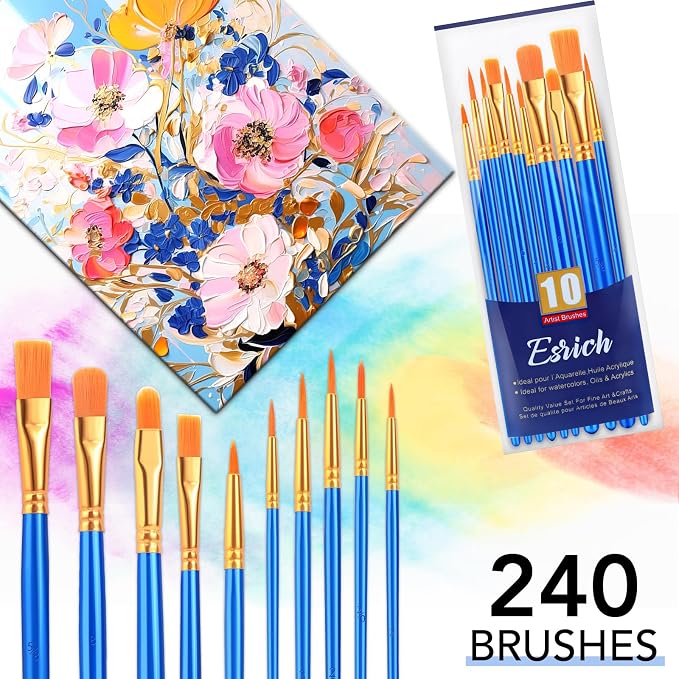 Juego de 240 pinceles ESRICH para pintura acrílica, óleo y acuarela, pinceles para artistas miniatura 6