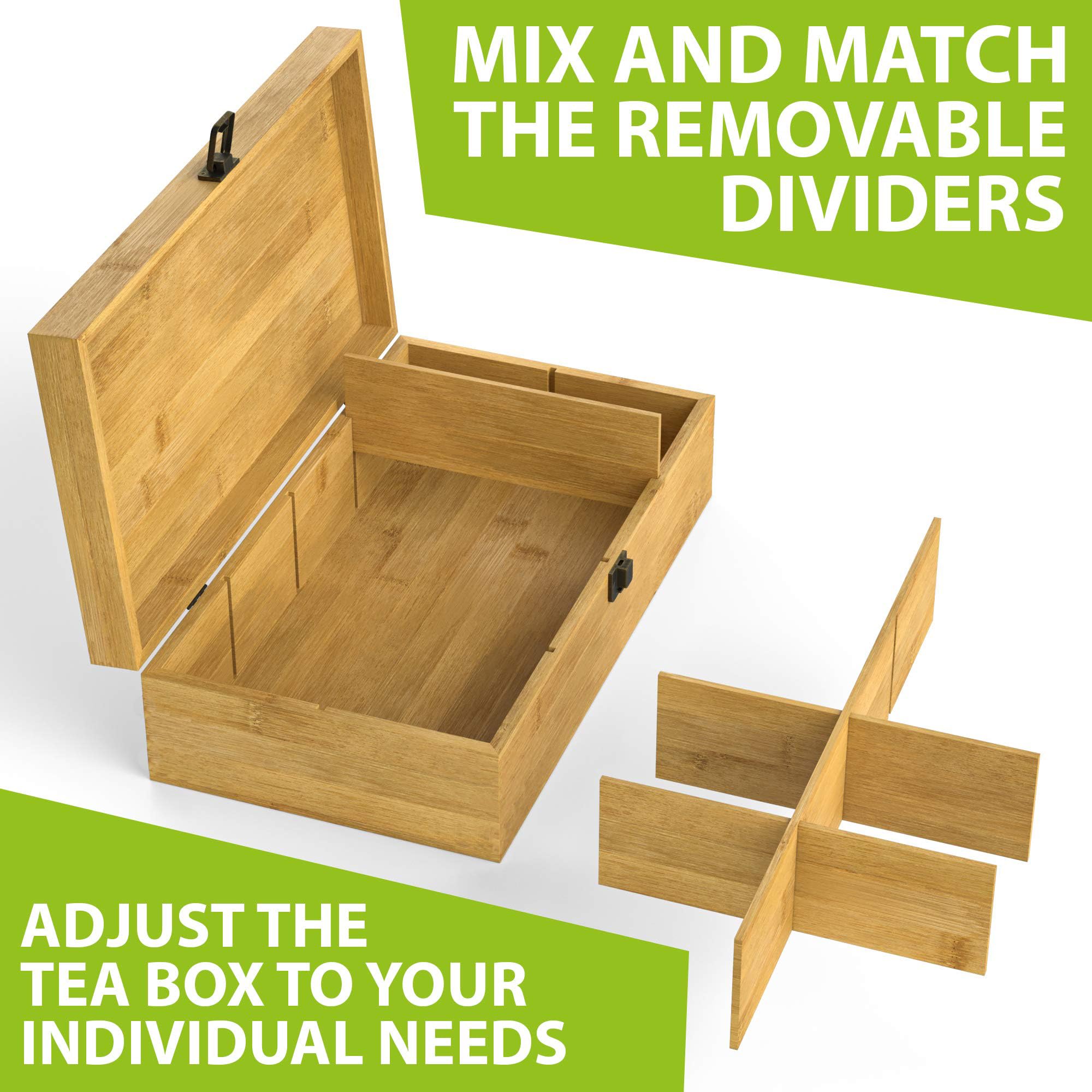 Bamboo Tea Organizer Box Chemical Free Eco-Friendly Big, Tall, Adjusta – Eden Kitchen