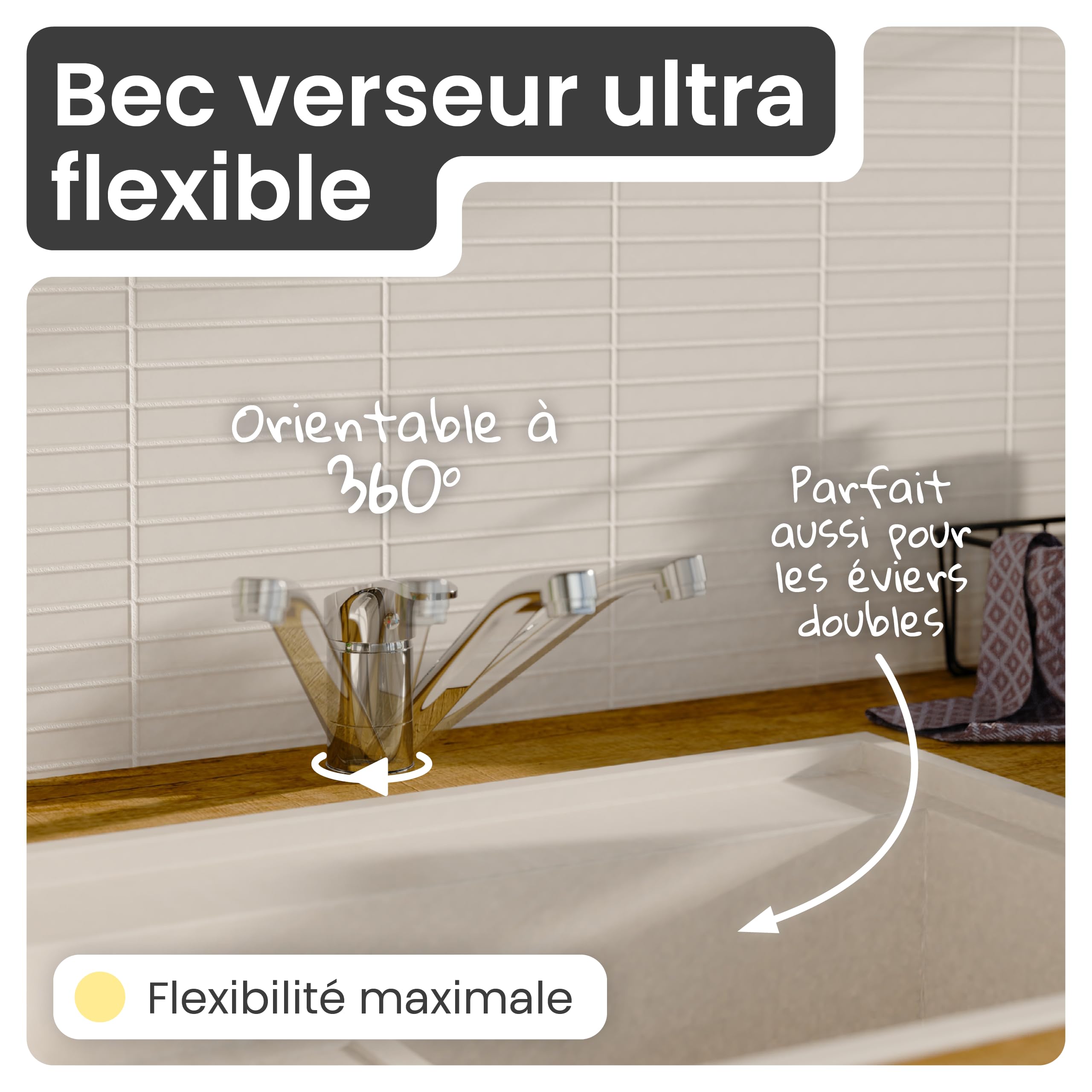 instmaier Vera | Robinet de cuisine | Orientable à 360° | Chromé