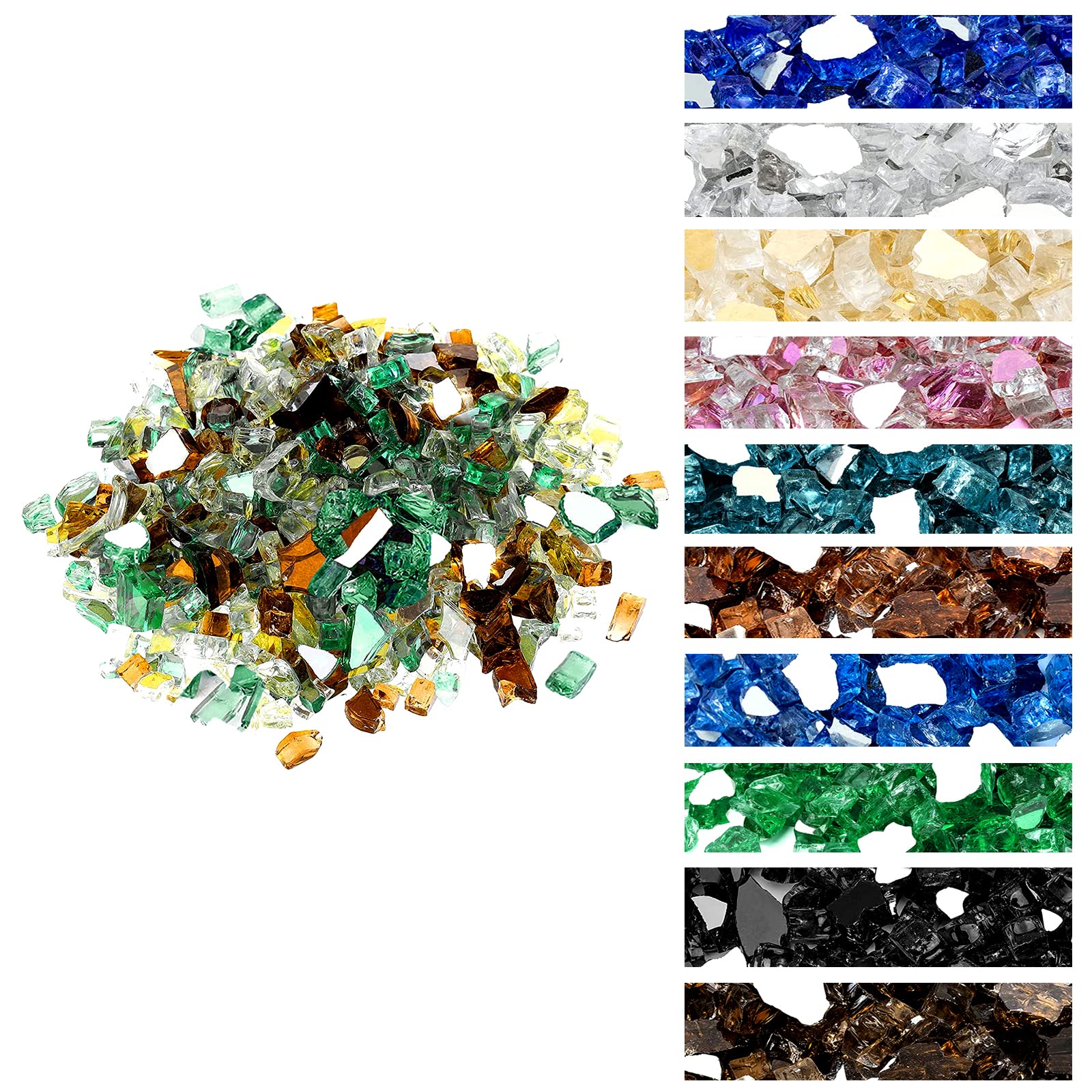 Onlyfire 10 lbs Fire Glass Rocks 1/2" for Propane Fire Pit/Gas Fireplace