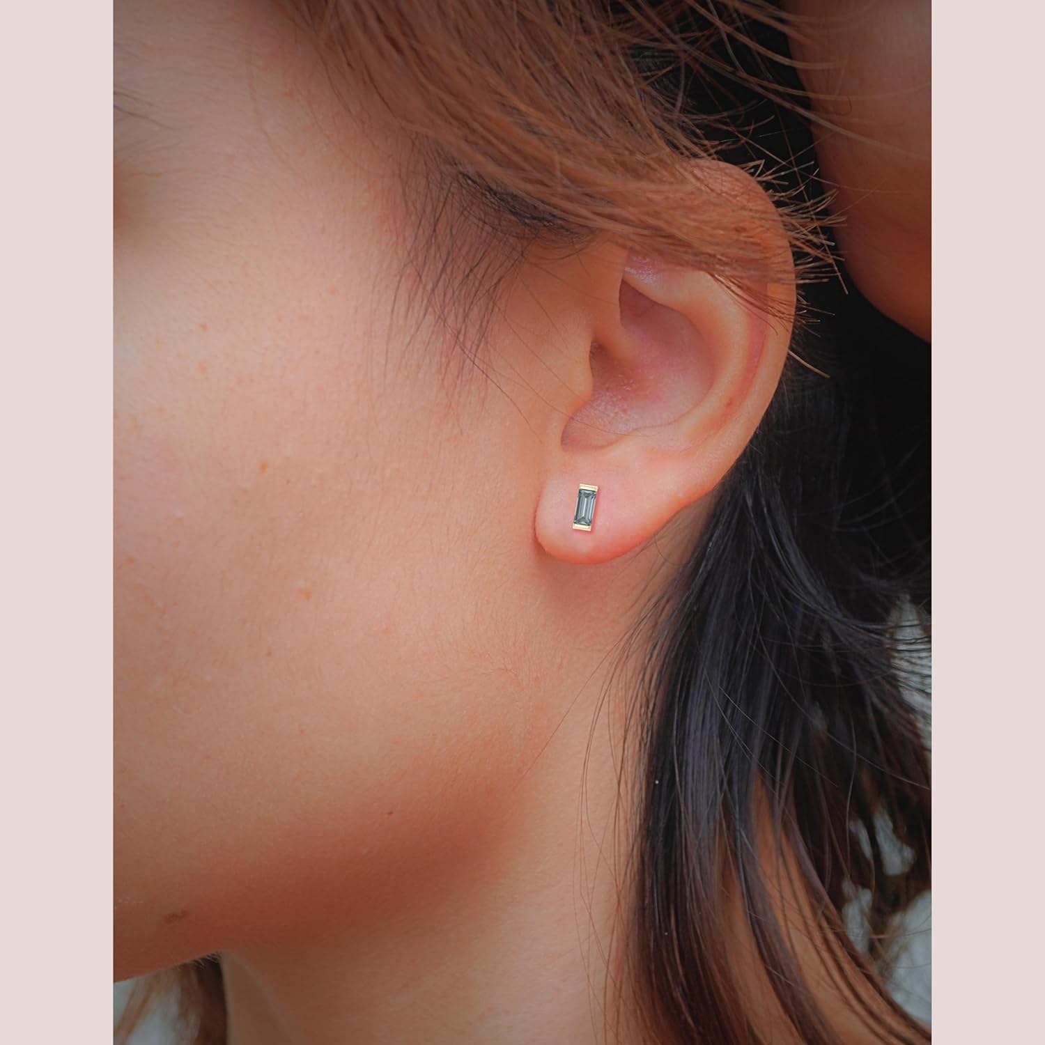 18k Gold Plated Aretes de Mujer Rectangle Crystal Garnet January Birthstone Dainty Minimalist Stud for Women Teen Girls - Stocking Stuffers Jewelry Gifts