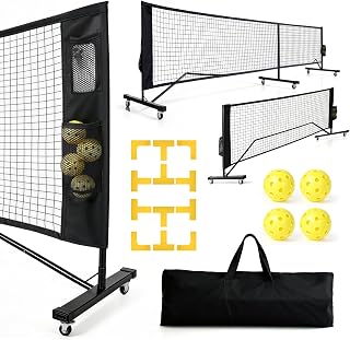 Portable Pickleball Net, 22FT Pickle Ball Net with 4 Side Storage Pockets, Sturdy Support Frame & Carry Bag, Outdoor Pickleball Equipment for Backyard, Driveway, Park and Sports Court