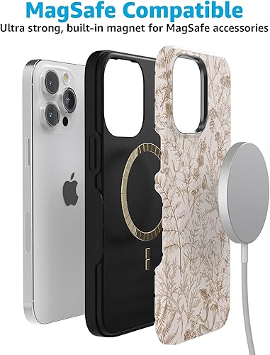 Vista 987 de Casely Funda para iPhone 15 Pro Jardín Secreto Flores mixtas Funda atrevida Compatible con MagSafe y botón de acción Jardín Secreto Floral