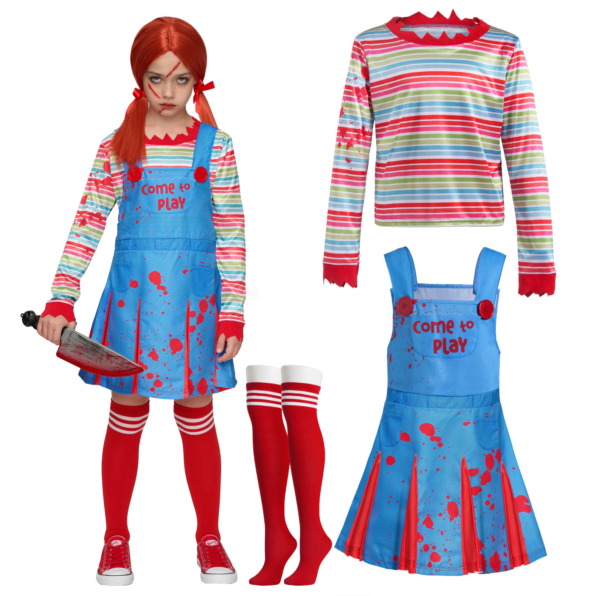 Spooktacular Creations Creepy Doll Costume for Kids Girls, Halloween Costume for Kids, Girls Killer Doll Outfit