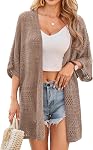 GRACE KARIN Femmes Crochet Cardigan Chandails Summer Short Sleeve Kimono. Léger, Surdimensionné, Knit Boho, Front ouvert, Convient pour la couverture de plage/vacances/voyage/casual