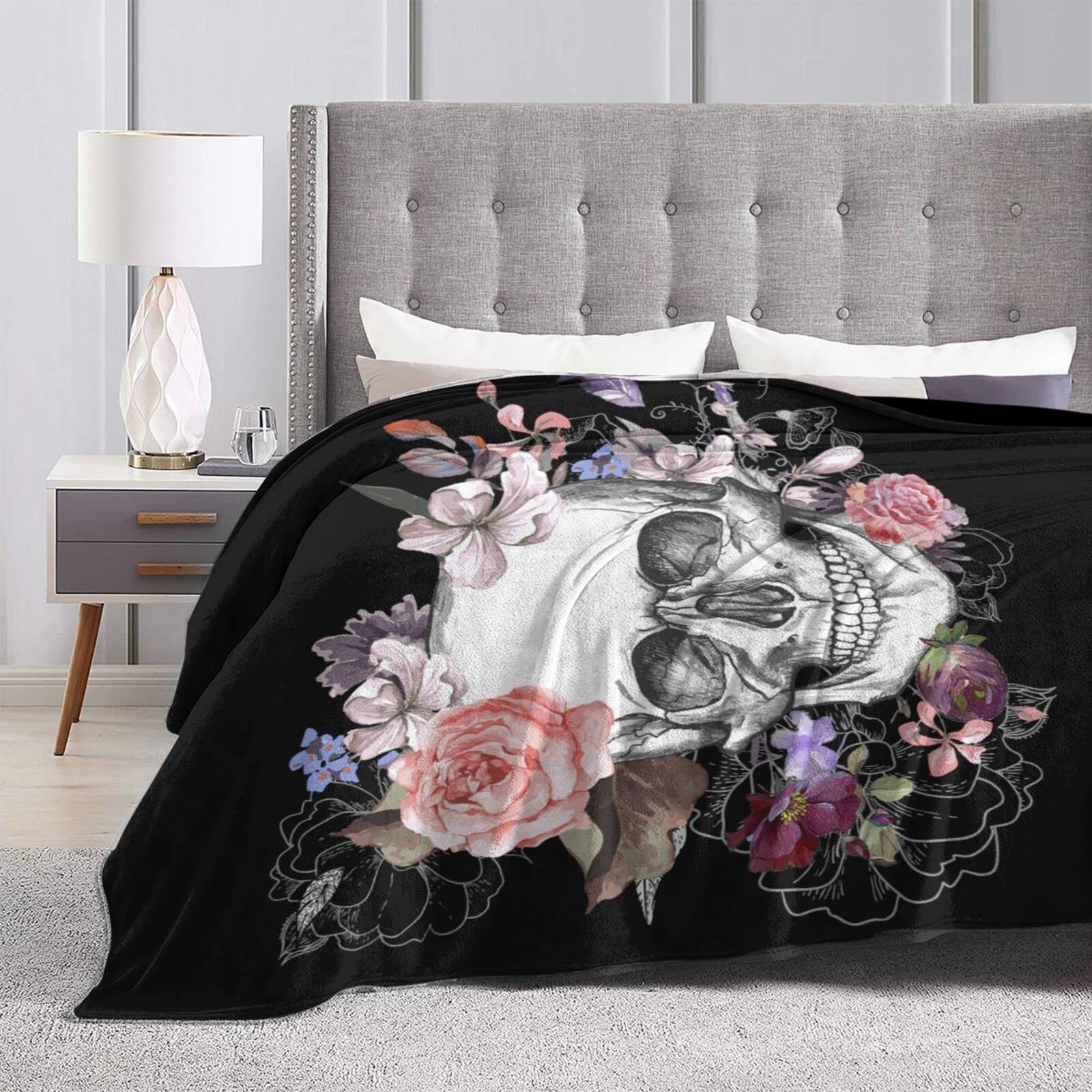 Western Kuh Totenkopf Überwurfdecke – Boho-Fleecedecke Mit Longhorn-Motiv, 127x152 Cm, Weich, Für Couch Und Bett