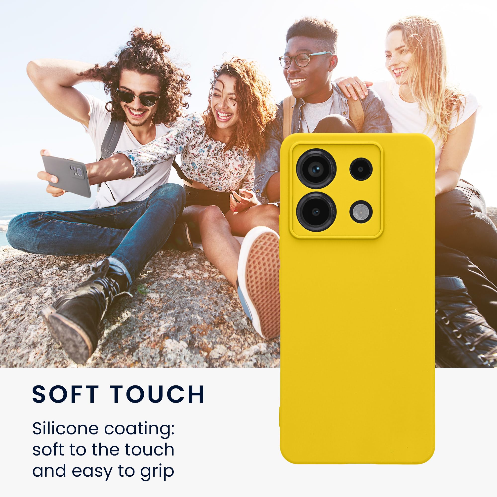 kwmobile Case for Xiaomi Redmi Note 13 Pro 5G / Poco X6 5G Case - Protective Slim TPU Phone Cover - Soft Matte Finish - Radiant Yellow - Image 4