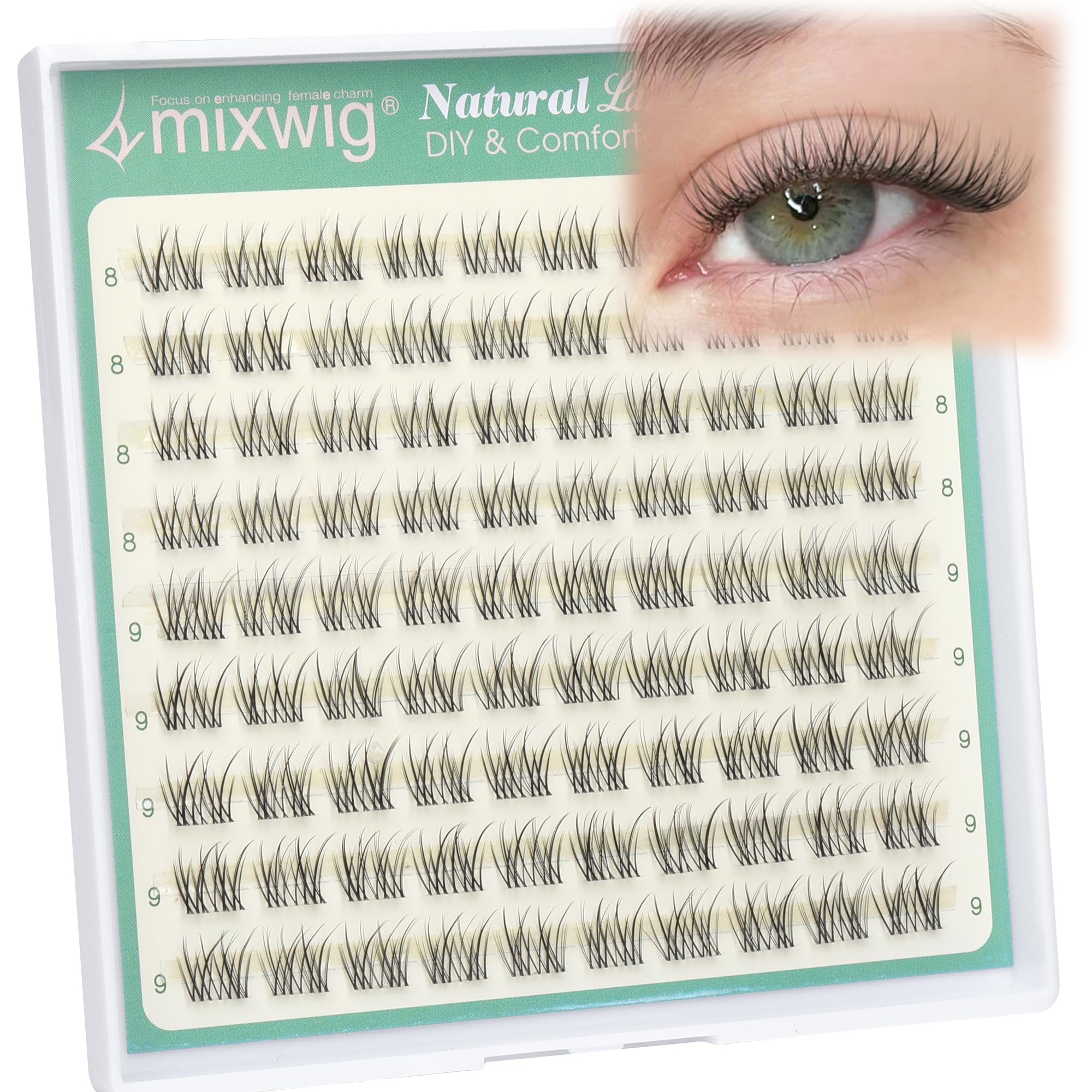 Photo 1 of Lvmixwig Short Lash Clusters, 8-9mm Natural Invisible Band, 90 Count