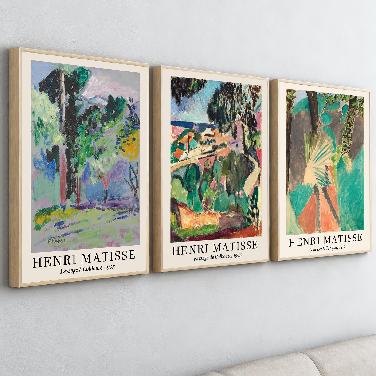 PWAAHDC Matisse Framed Wall Art Set of 3, Abstract Colourful Canvas Prints, Modern Artwork for Living Room, Bedroom or Bathroom Décor, 30x40cm (12"x16") — image 1