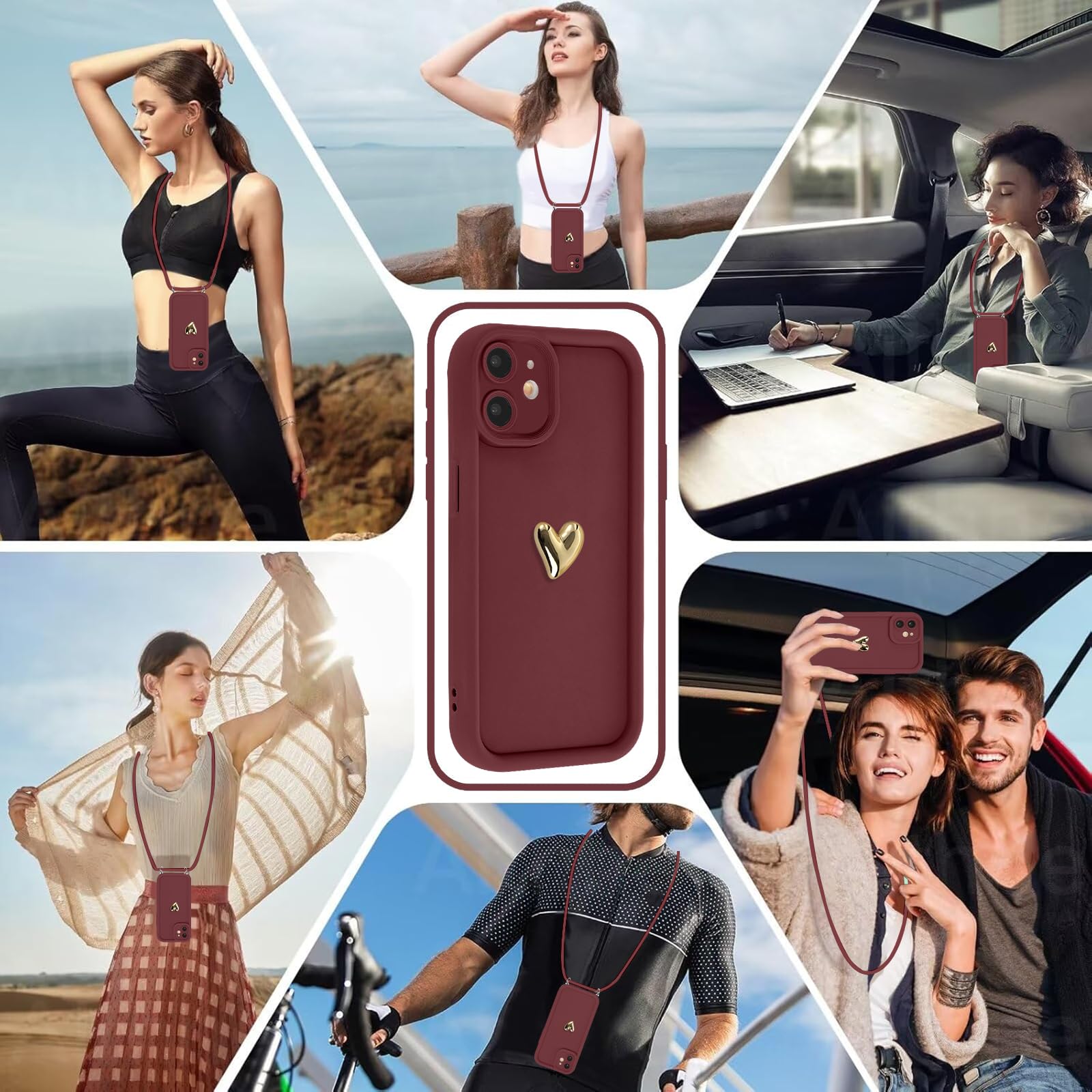 Custodia Con Cordino Per IPhone 14 – Motivo Orsetto 3D, Silicone Morbido Marrone, Con Tracolla E Protezione Fotocamera