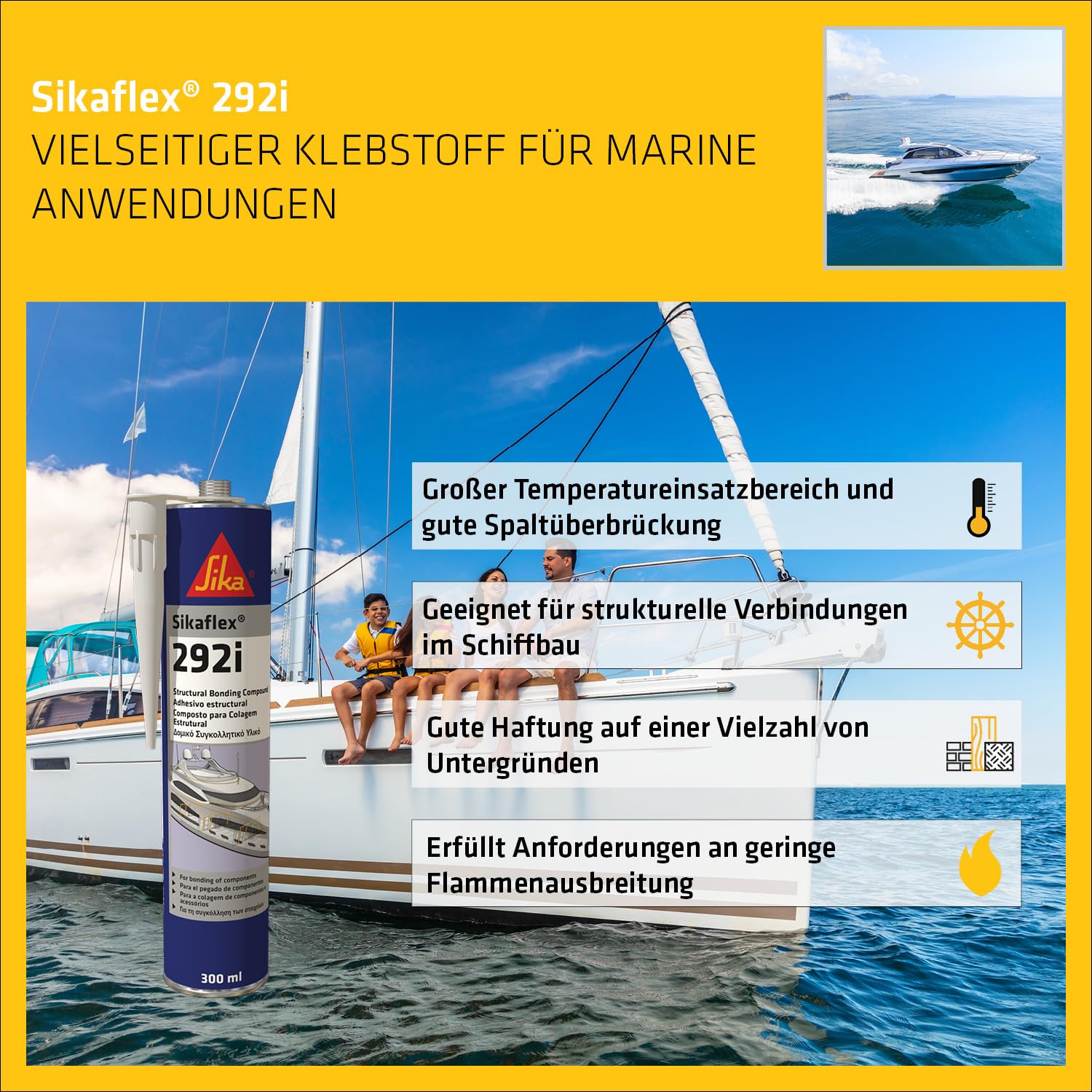 Sika – Marine-Klebstoff – Sikaflex-292i Weiß – ideal für den Marinebereich – haftstark – 300 ml