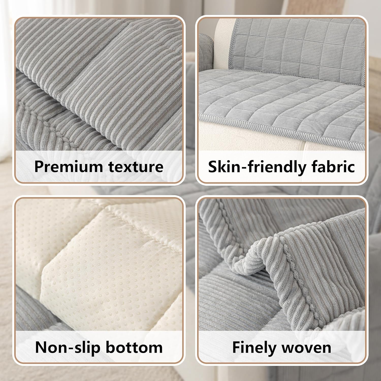Premium Washable Couch Cover for Dogs, Non Slip Sectional Sofa Protector for L Shape Couch,Dog Couch Cover for Waterproof(1PC/27.6"x70.9",Light Grey)