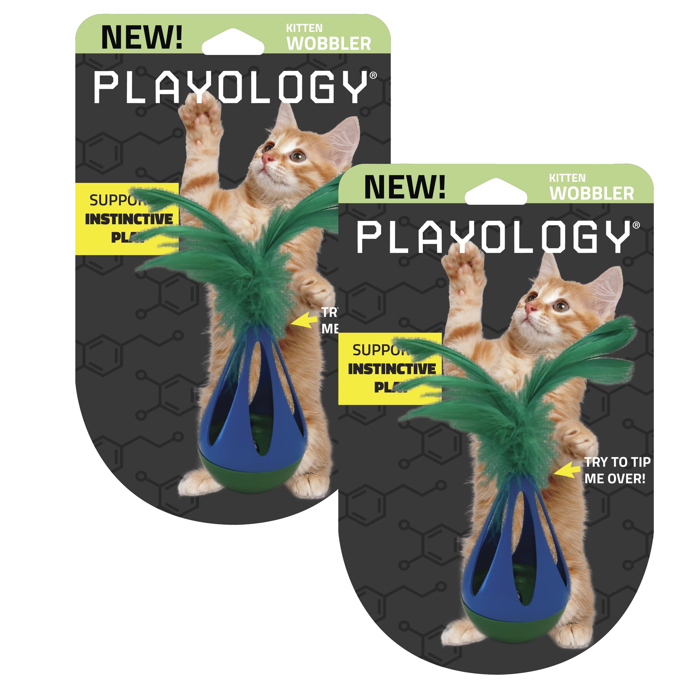 Playology Cat Toy Set 2-Pack Teeter Totter Toys | Interactive Feather-Topped Cat Toy Gift Set | Engaging Indoor Playtime