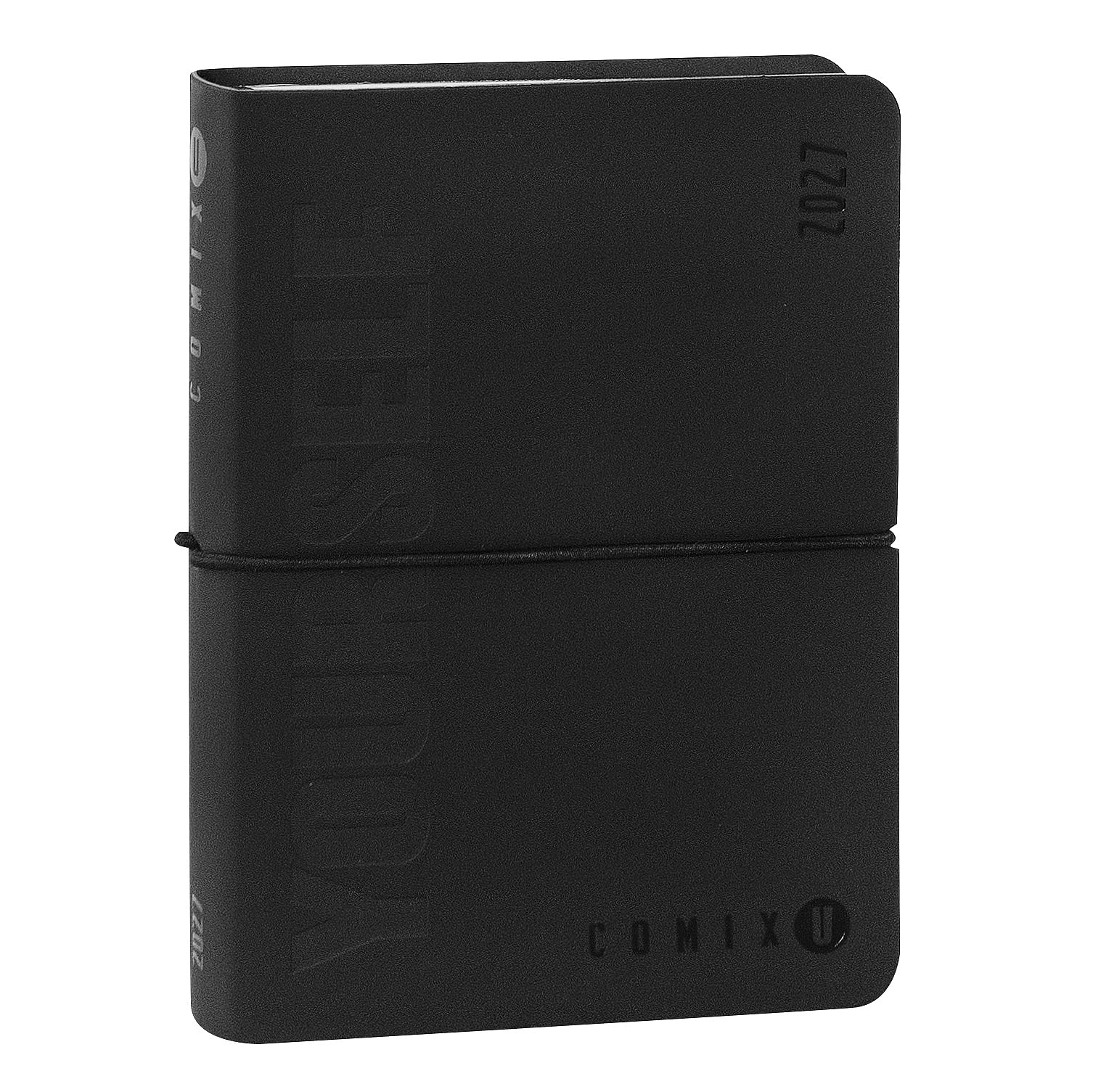 COMIX U YOURSELF 2026-2027 Mini Daily Diary, 16 Months, with Soft Cover Heating, Elastic and 448 Pages, Ideal for School and University, 4.3 x 6 inches, Black