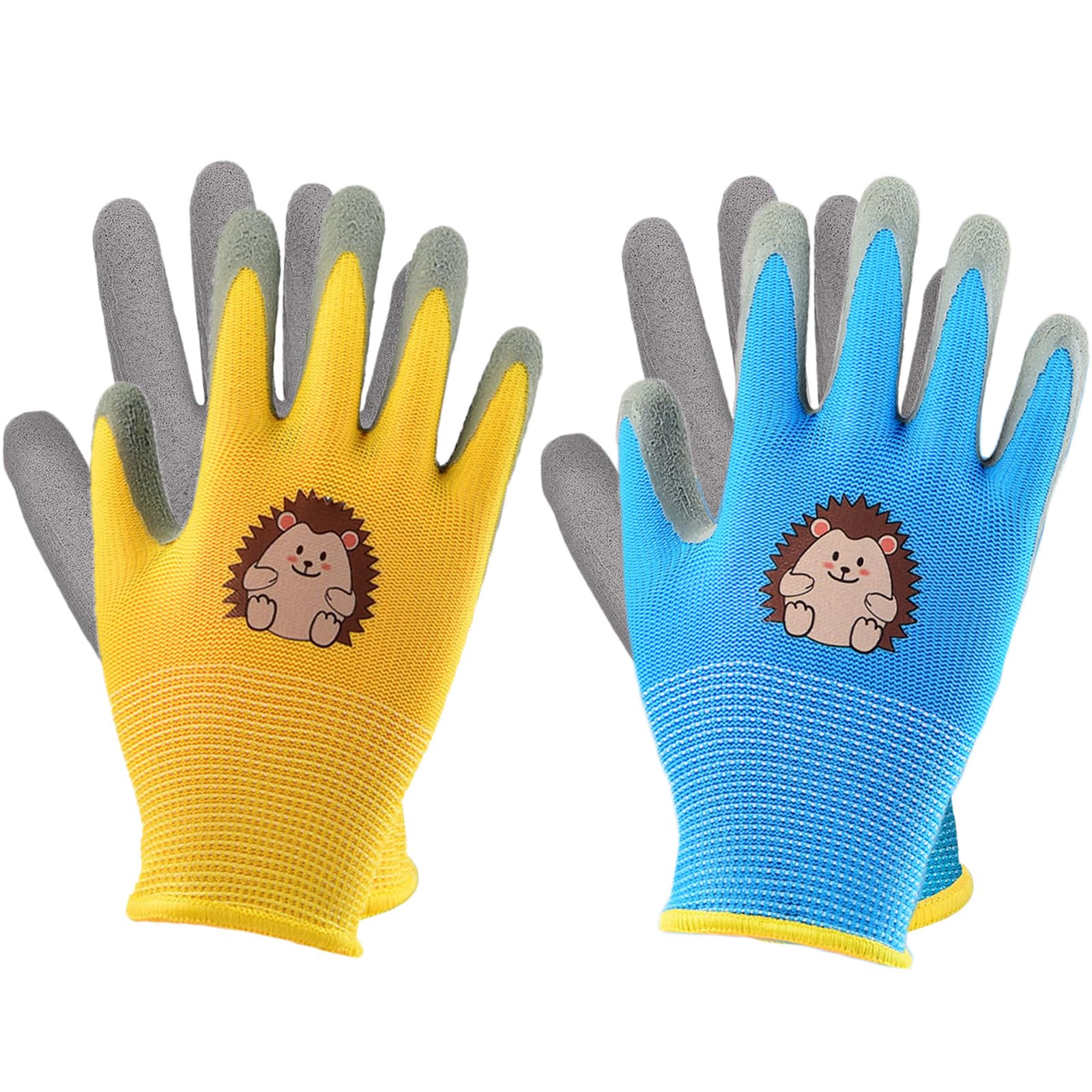 2 Pares de Guantes de Jardinería para Niños para 3-5 Años, Guantes de Jardín Recubiertos de Goma, Guantes de Trabajo de Jardín con Agarre Antideslizante