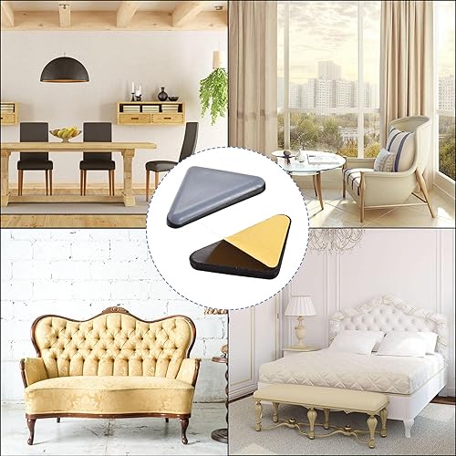 Miniatura 10 de uxcell 1.772 in x 1.378 in x 1.378 in triángulo PTFE muebles deslizantes, adhesivo autoadhesivo para pisos de madera, azulejos de cerámica y