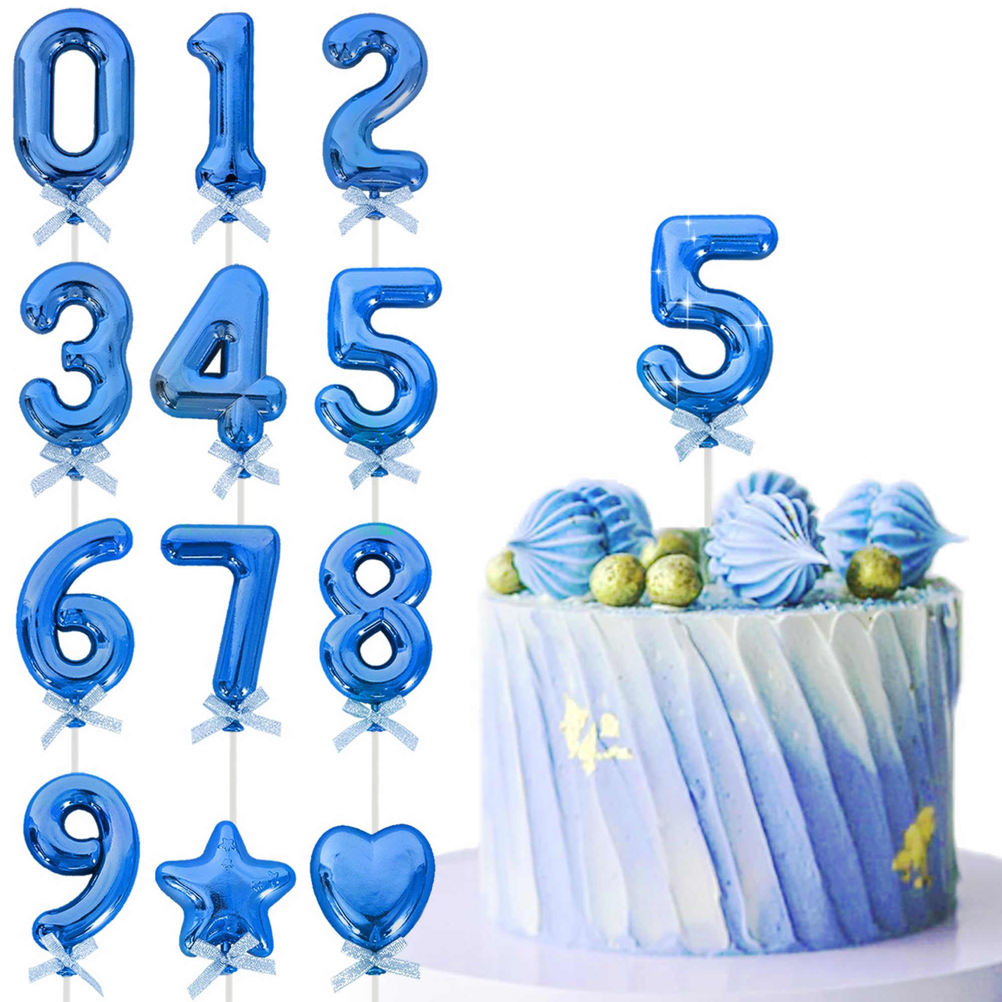 BEISHIDA 3D Number Cake Topper Blue 5 Numbers Happy Birthday - cake decorating supplies | Mubboo