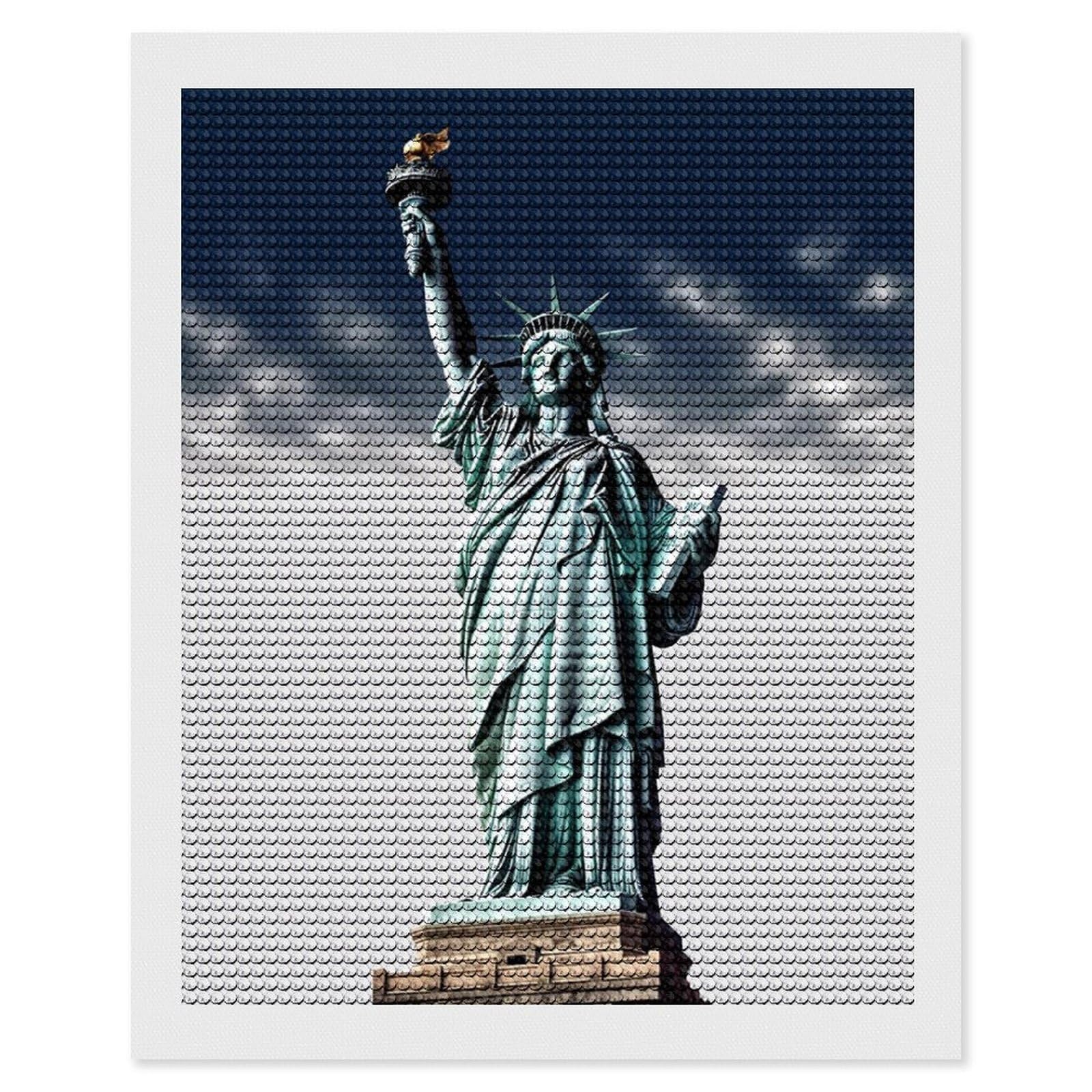 FodPand Statue of Liberty 5D Diamond Painting Kits for Adults Beginners Full Drill Round Diamond Dots Pictures Gem Art Supplies for Home Wall Room Decoration DIY Craft Set Gift 16x20