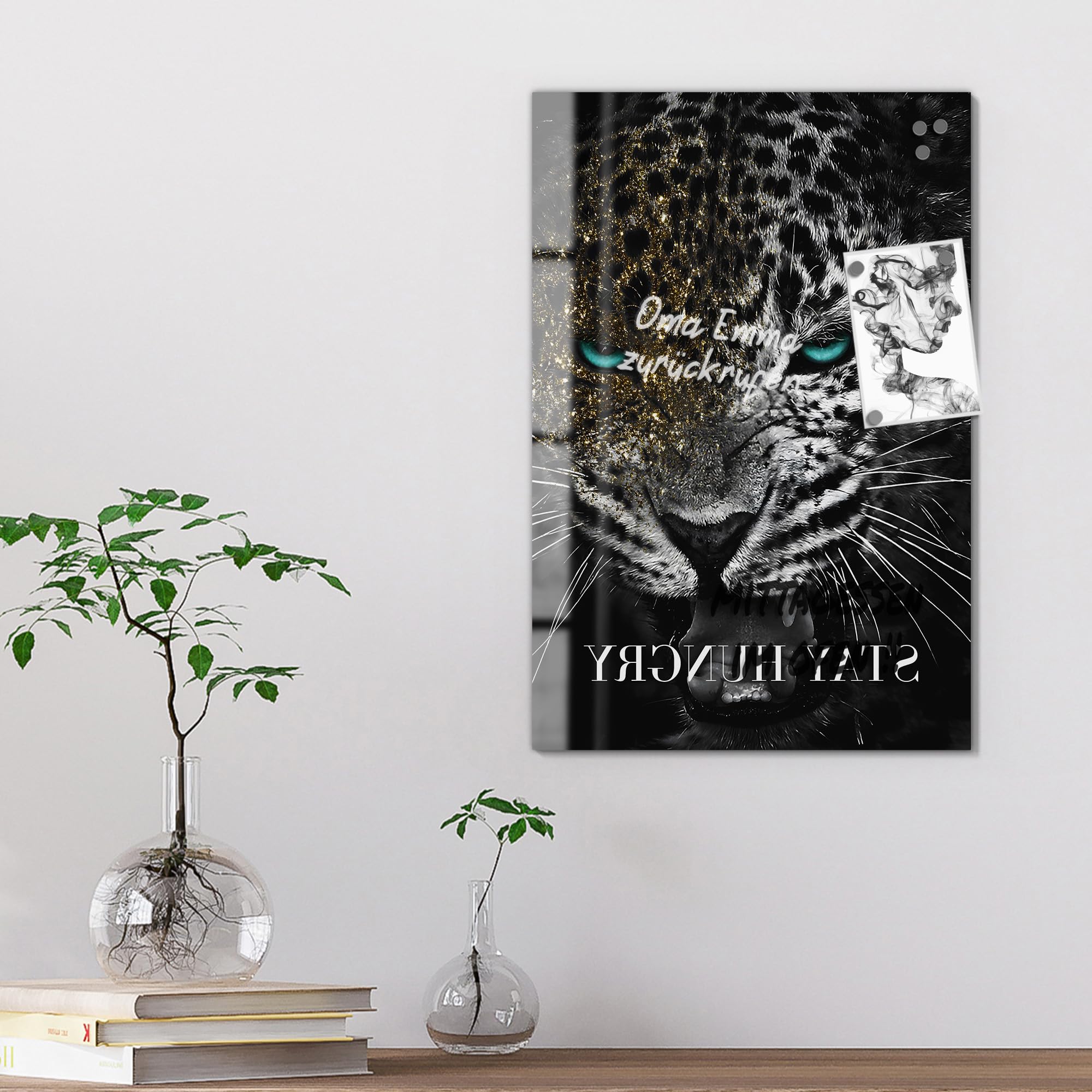 Szklana tablica magnetyczna | wymiary 40 x 60 cm | motyw "Drang nach Erfolg" | tablica magnetyczna z magnesami, długopisem i chusteczką do kuchni i biura | tablica magnetyczna i możliwość