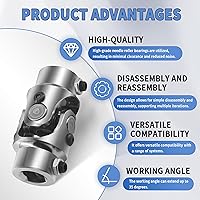 Vista 7 de 3/4 DD X 3/4 DD Junta Universal de Eje de Dirección en U, Acoplador de Eje de Dirección Universal con Recubrimiento en Polvo de Acero Cromado, Junta