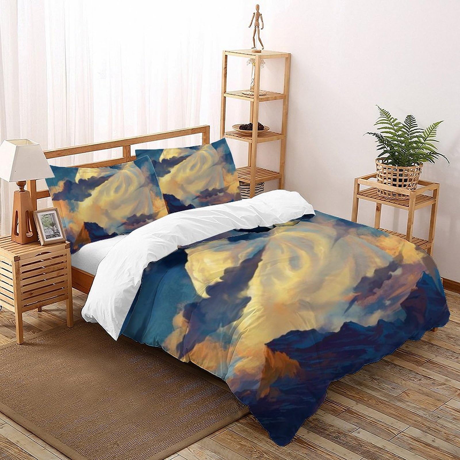 Housse de couette blanc pur pour chambre d'ado lit double Les Anges