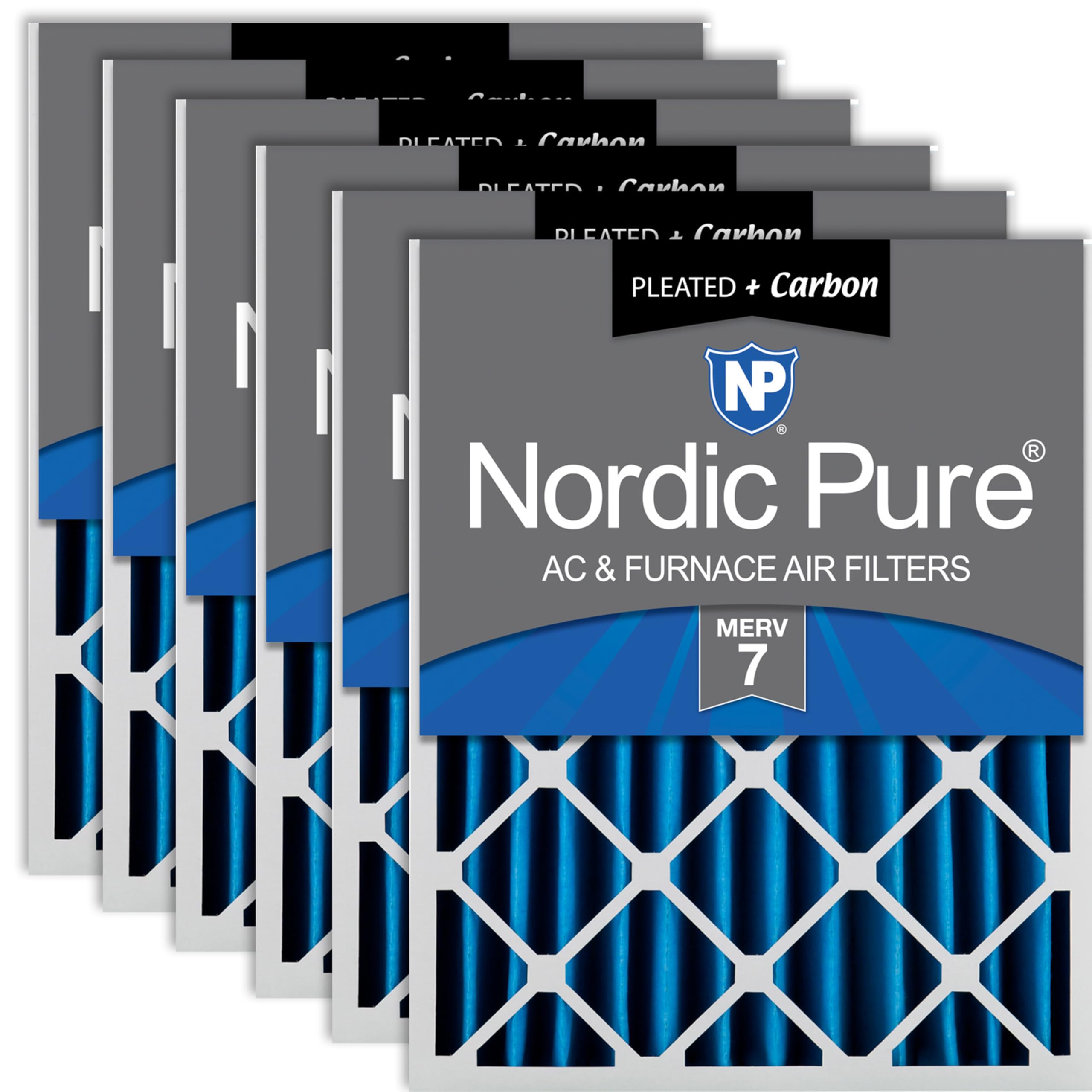 Nordic Pure 20x25x4 Pleated MERV 7 Plus Carbon Air Filters 6 Pack