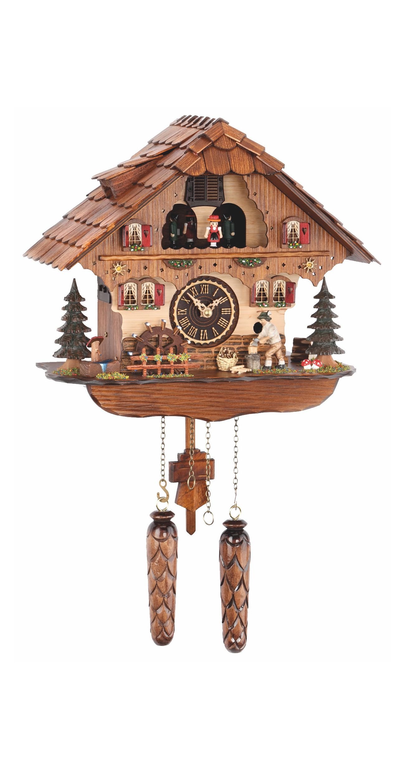 Trenkle Quartz Cuckoo Clock Black Forest House with Moving Wood Chopper