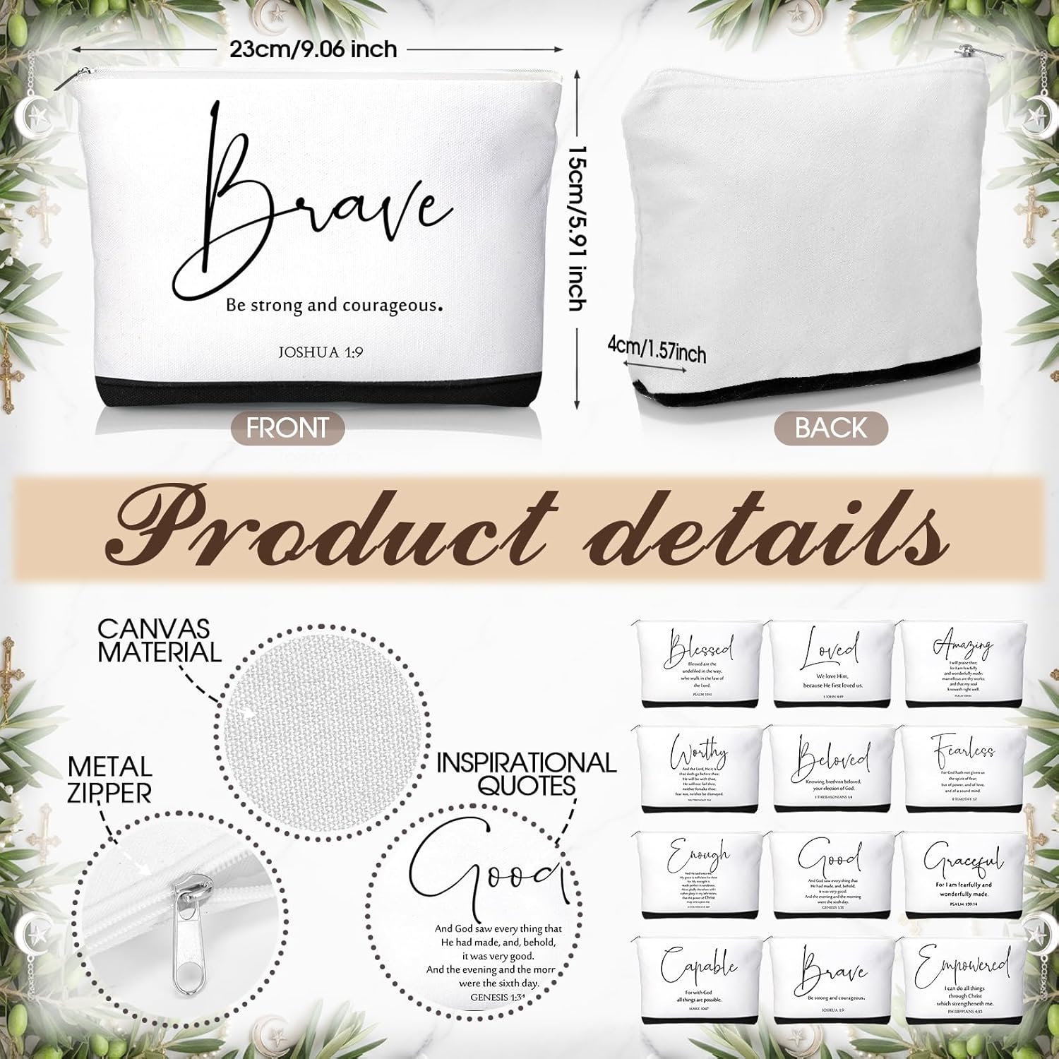 36 Pcs Inspirational Valentines Christian Gift Bulk for Women 13 oz Ceramics Bible Verse Coffee Mugs Religious Makeup Bags Compact Mirrors Galentines Party Favors for Female Friend Mom Wife(White) - Image 3