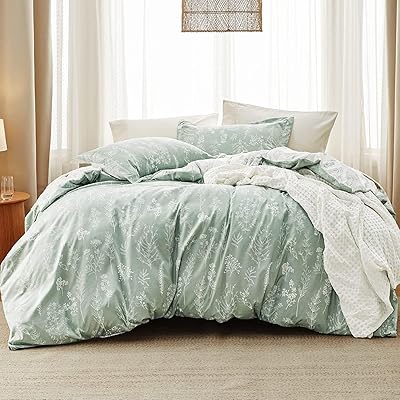 Bedsure Full Comforter Set - Teal Blue Bed Set, 3 Pieces Cute Floral Bedding, 1 Soft Reversible Botanical Flowers Comforter and 2 Pillow Shams