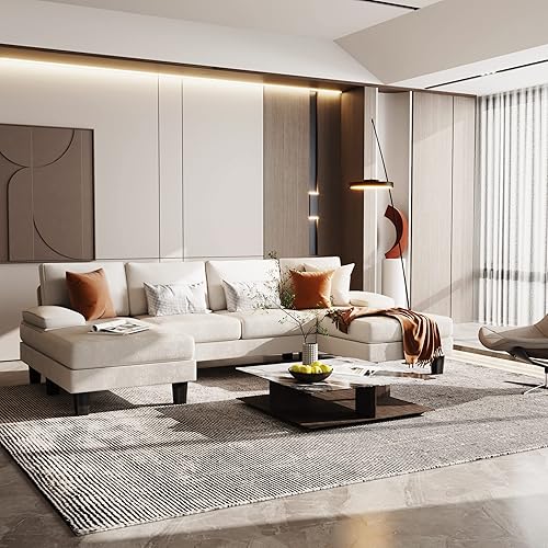 Miniatura 4 de YESHOMY Sofá modular convertible en forma de U con tela de felpilla de algodón suave y moderna para sala de estar, asientos de gran tamaño con