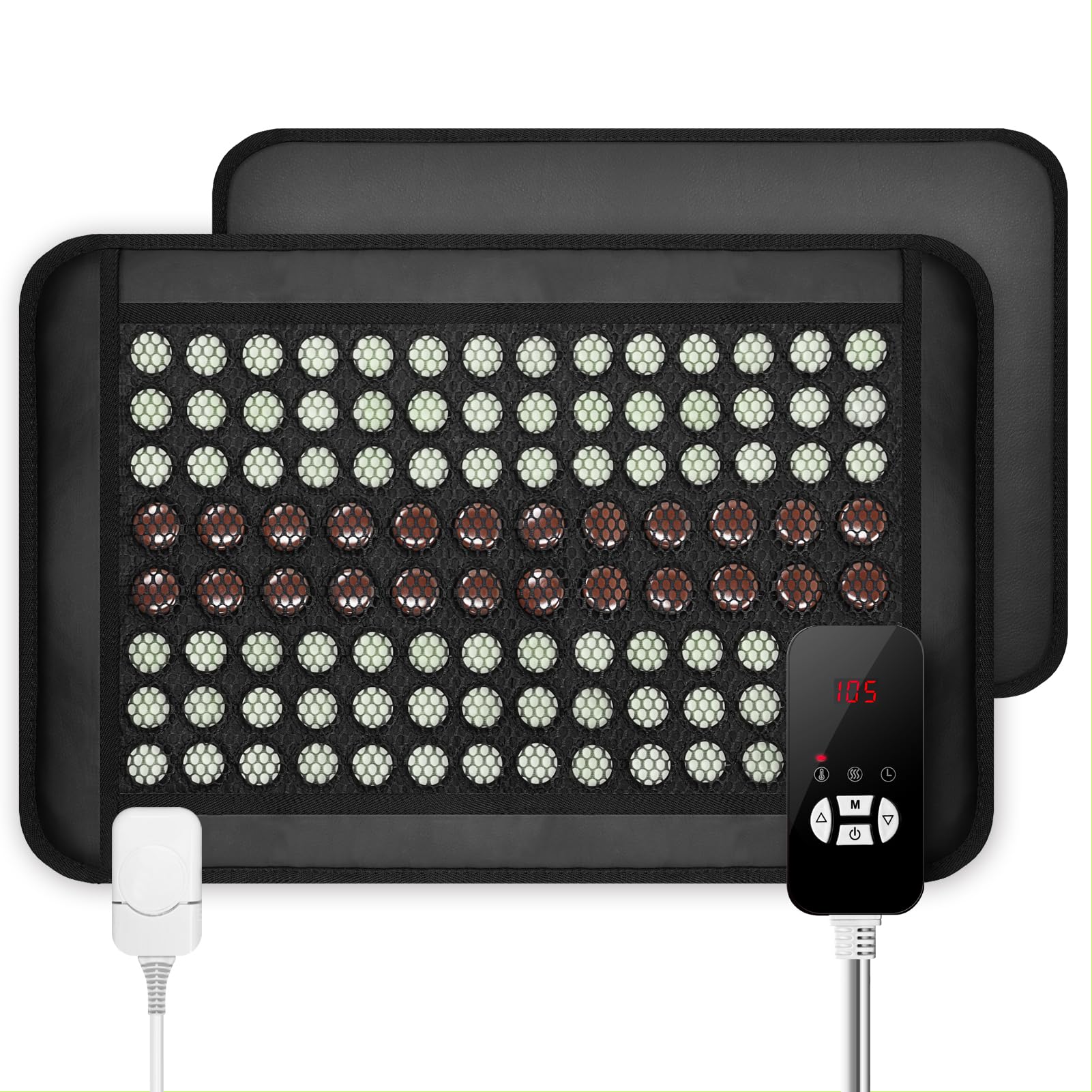 Far Infrared Heating Pad for Back: SEIKEIN Far Infrared Natural Jade and Tourmaline Heating Pads for Back Pain Relief - Fast Heat, Auto Shut Off and Smart Controller, Size (23.6" x 15.7")