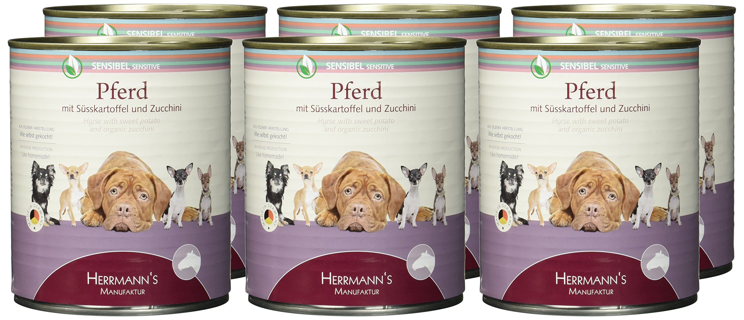 Herrmann Dose Sensibel Pferd Süsskartoffel, Zucchini und Borretschöl, 6 x 800 g
