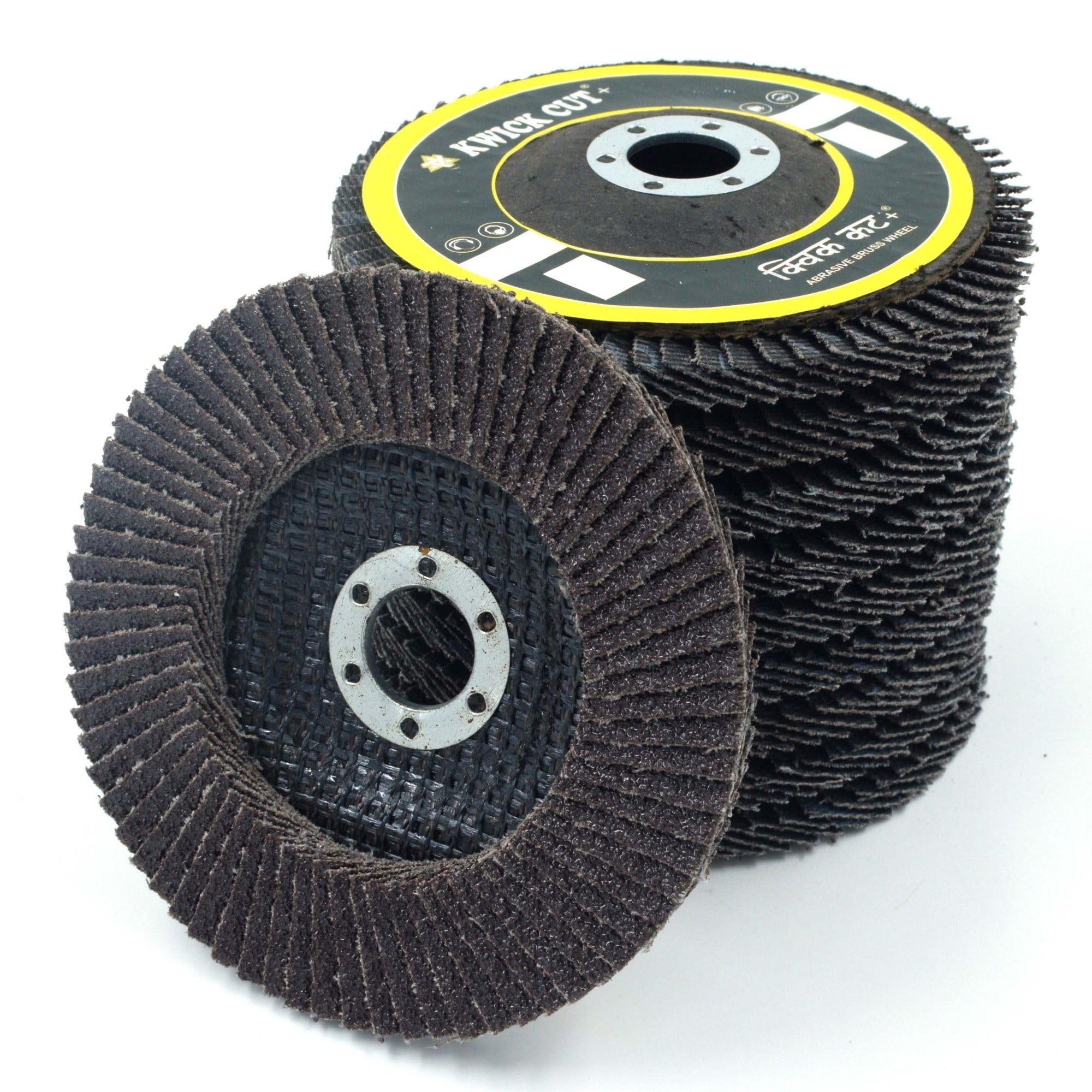 Kwick Cut+ 5 Inch Premium Flap Disc 60 Grit Pack of 10 for Angle Grinder | Sanding & Grinding Wheel | Long Life | Metal, Steel, Wood & Rust Remova-image-2